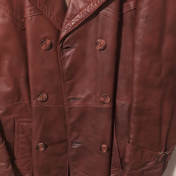 Men's Brown Vintage Leather Trench Coat By Victoria Leather - Picture 7 of 14